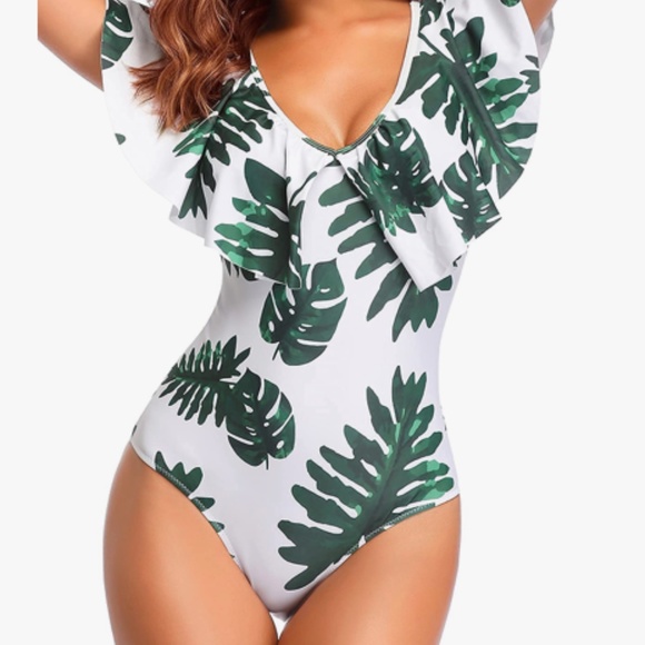 Tempt Me one piece NWT swimsuit shoulder ruffled Large - Picture 4 of 6